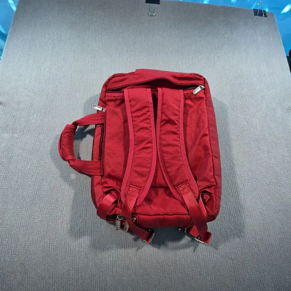Sentoza Red Nylon Backpack for 15 in Laptop, Padded, Partitions, Solid Pattern